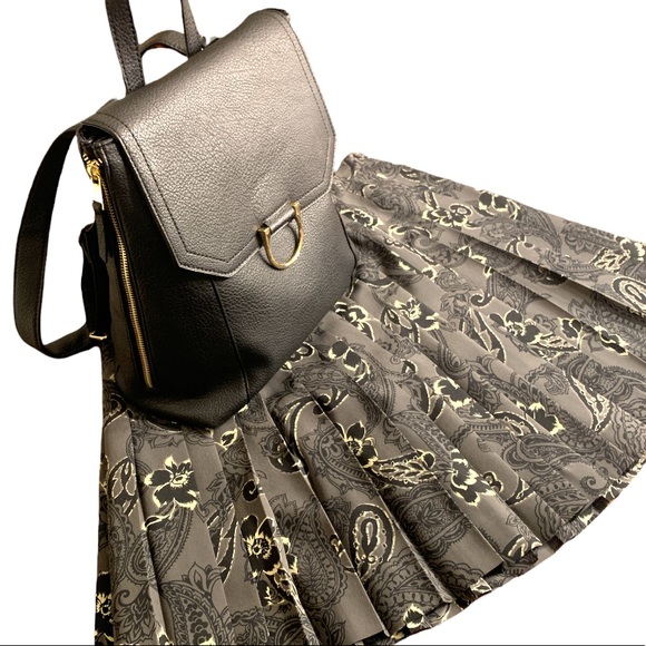 EXPRESS VINTAGE 90s Marque Déposée Gray Floral Paisley Pleated Tennis Mini Skirt - Picture 7 of 8